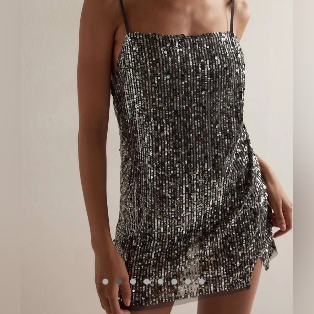 Free People black sequin mini dress Size L New with tags